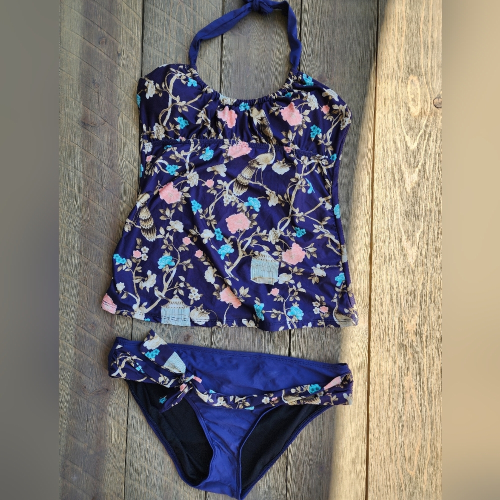 Antonio Melani Tankini Swim Set - Blue and Pink